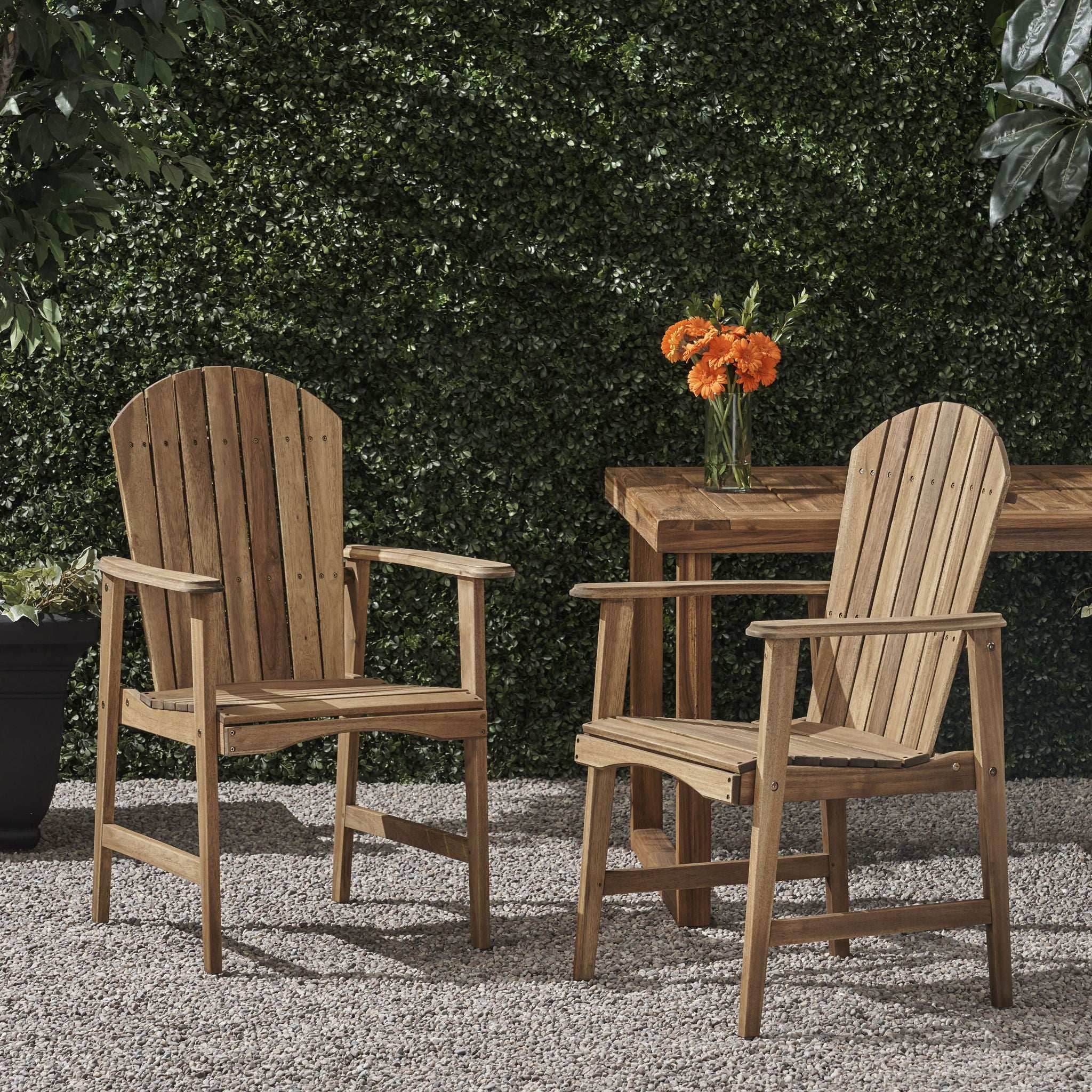 Outdoor Weather Resistant Acacia Wood Adirondack Dining Chairs (Set of 2) by HouseOfZazla