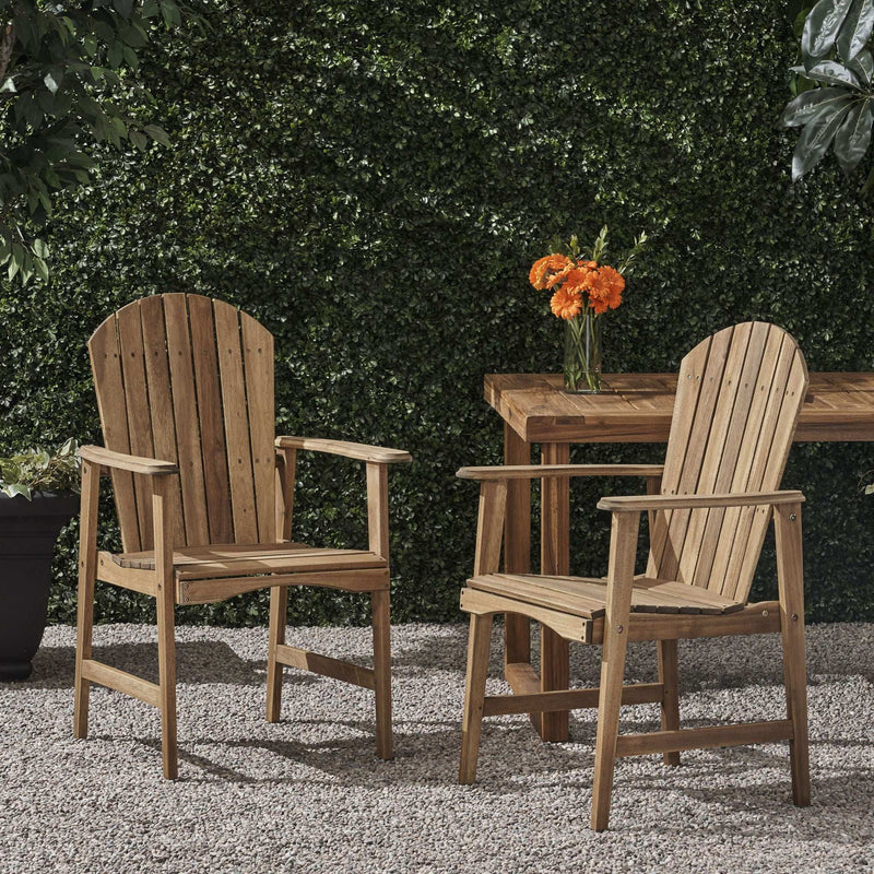 Outdoor Weather Resistant Acacia Wood Adirondack Dining Chairs (Set of 2) by HouseOfZazla
