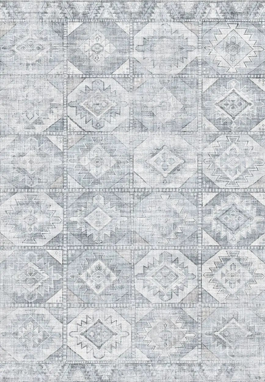 Toucan - 5' X 7' Washable Non - Slip Area Rug - Silver by HouseOfZazla