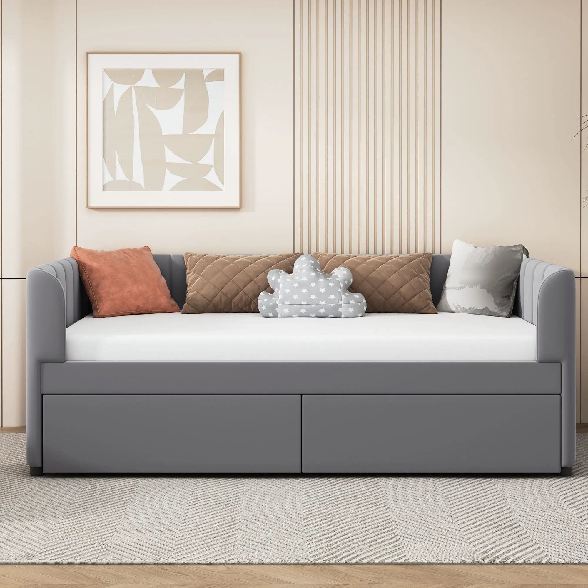 Upholstered Daybed With Ergonomic Design Backrest by HouseOfZazla