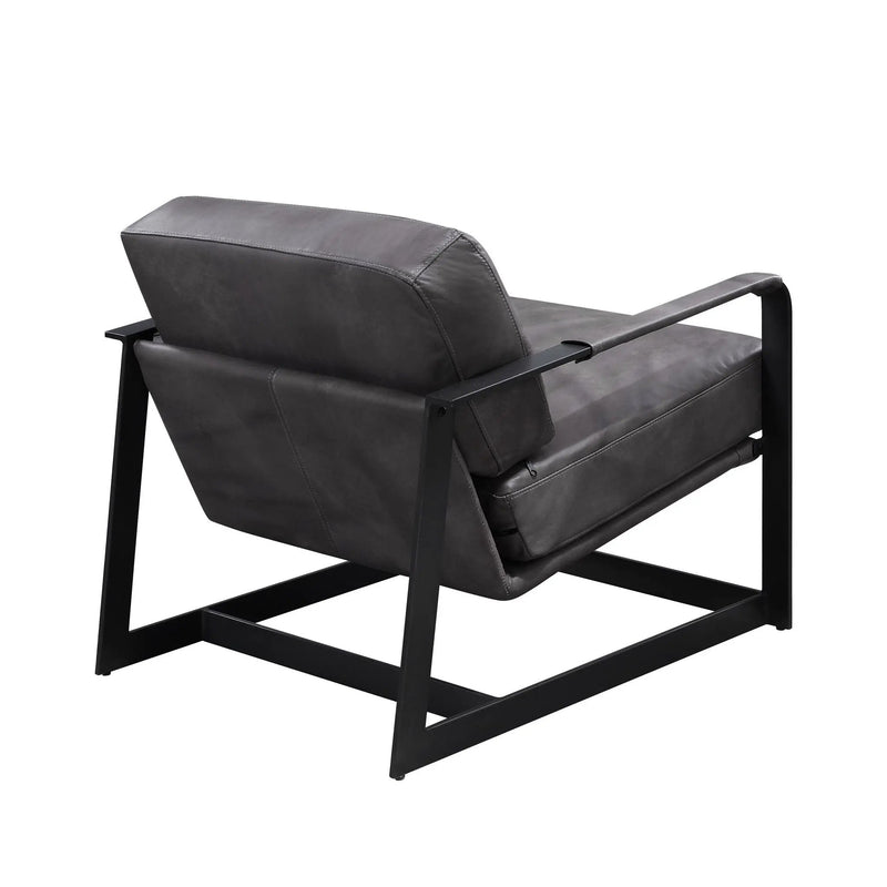 Locnos - Accent Chair - Gray Top Grain Leather & Black by Unique Piece Furniture