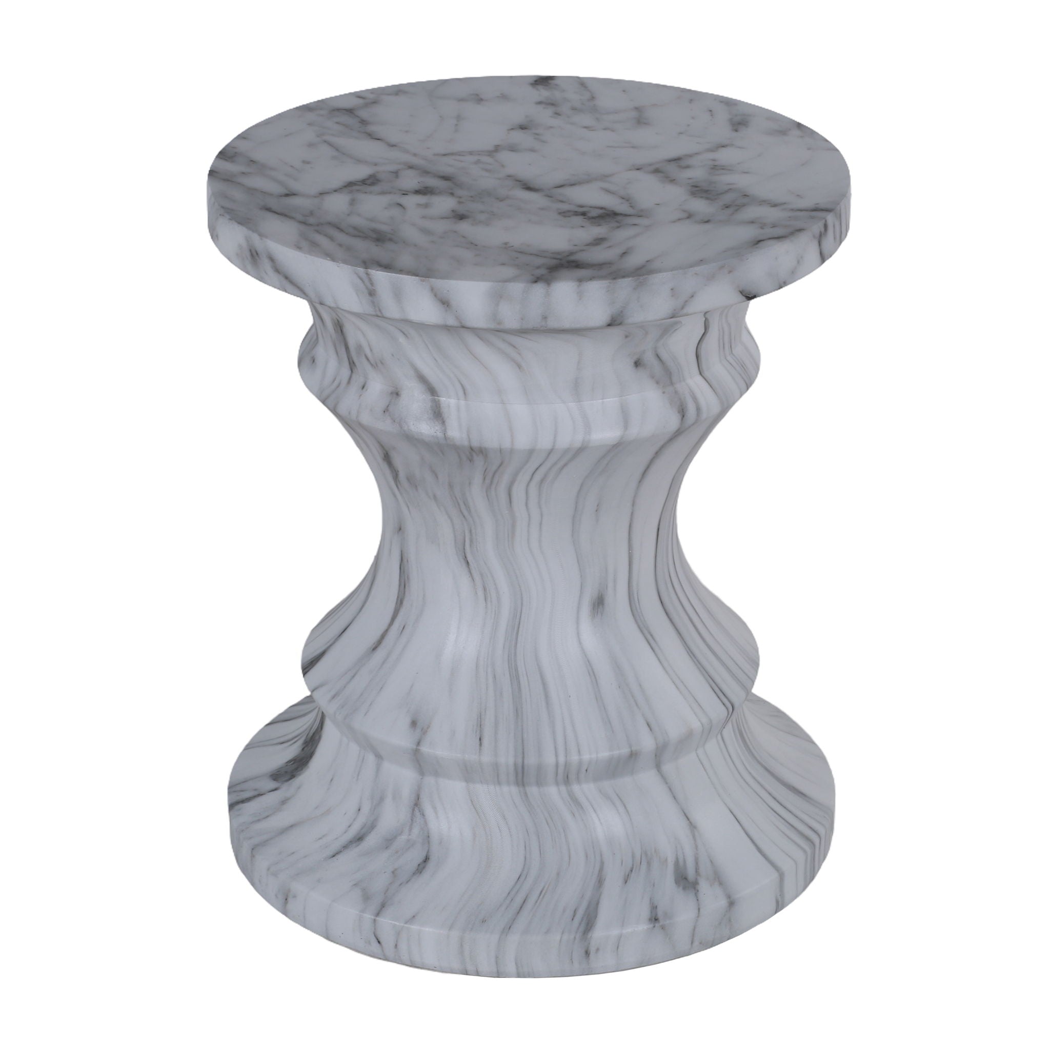 Geometric Round Outdoor End Table - Marble by HouseOfZazla