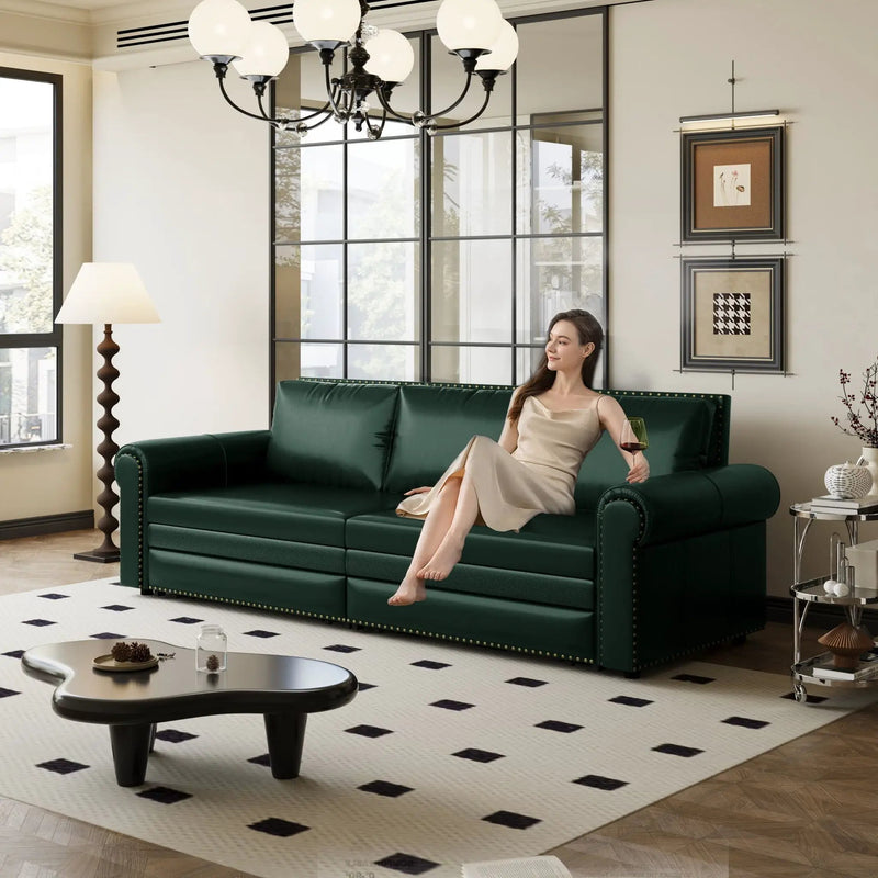 3 In 1 Convertible Sleeper Sofa With Nailhead Trim & Rolled Arm by HouseOfZazla