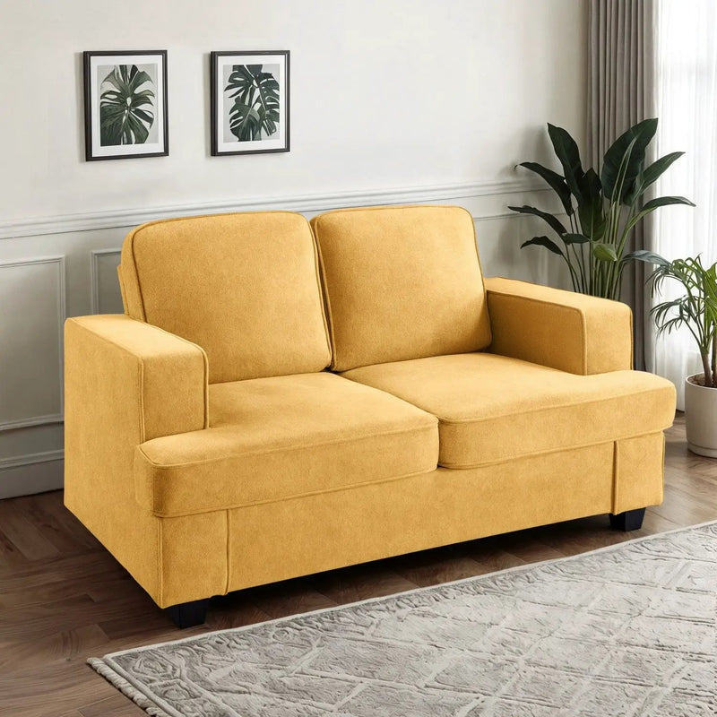 Modern Loveseat, Comfortable 2 Seater Couch With Deep Seating, Loose Back Cushions, Wide Arms by Unique Piece Furniture