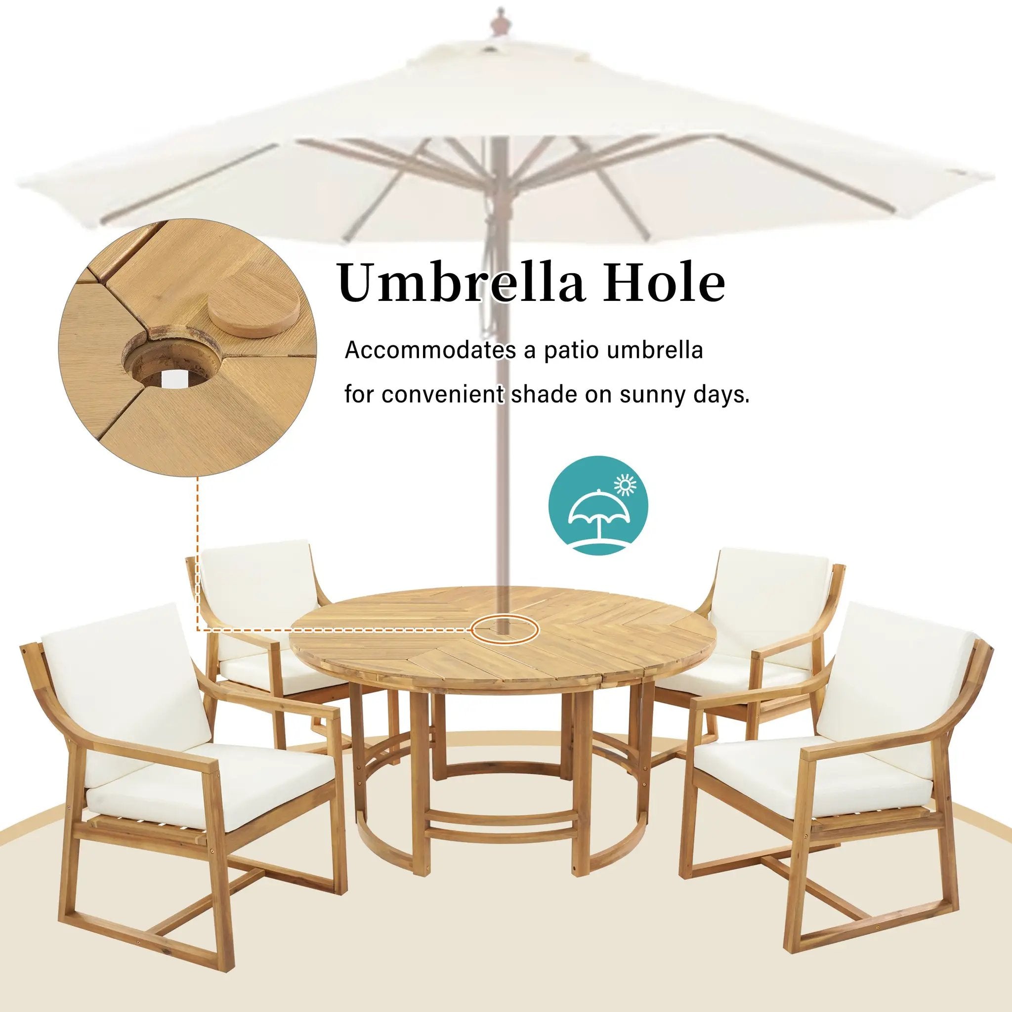Outdoor Dining Set 5-Piece Patio Table And Chairs Set with Umbrella Hole by HouseOfZazla