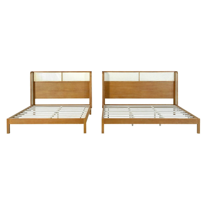 Premium Rubber Wood Platform Queen Bed Frame with Headboard by HouseOfZazla