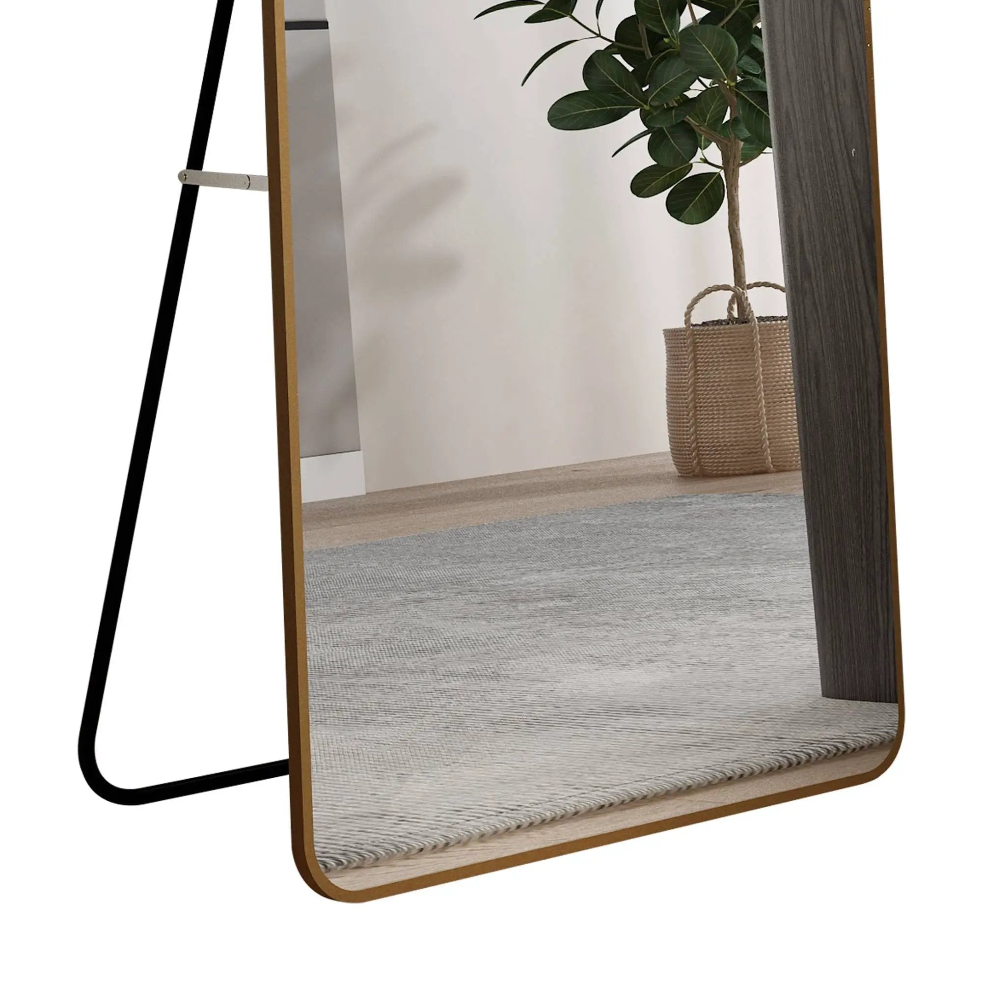 The 4th Generation Floor Mounted Full Length Mirror with Gold Frame by HouseOfZazla