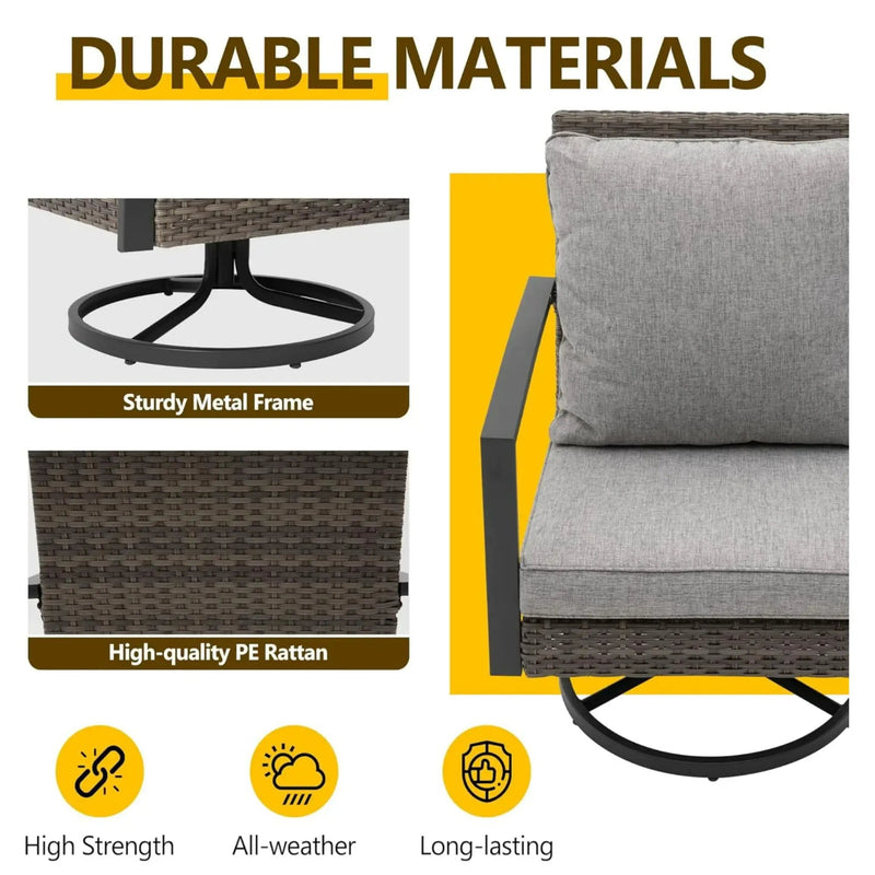 Swivel Rocker Patio Chairs With Cushions, All Weather (Set of 2) - Gray by HouseOfZazla