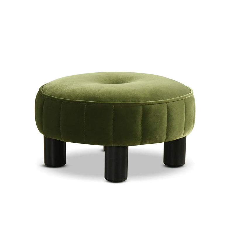 Riley - Round Footstool Ottoman - Olive Green by Unique Piece Furniture