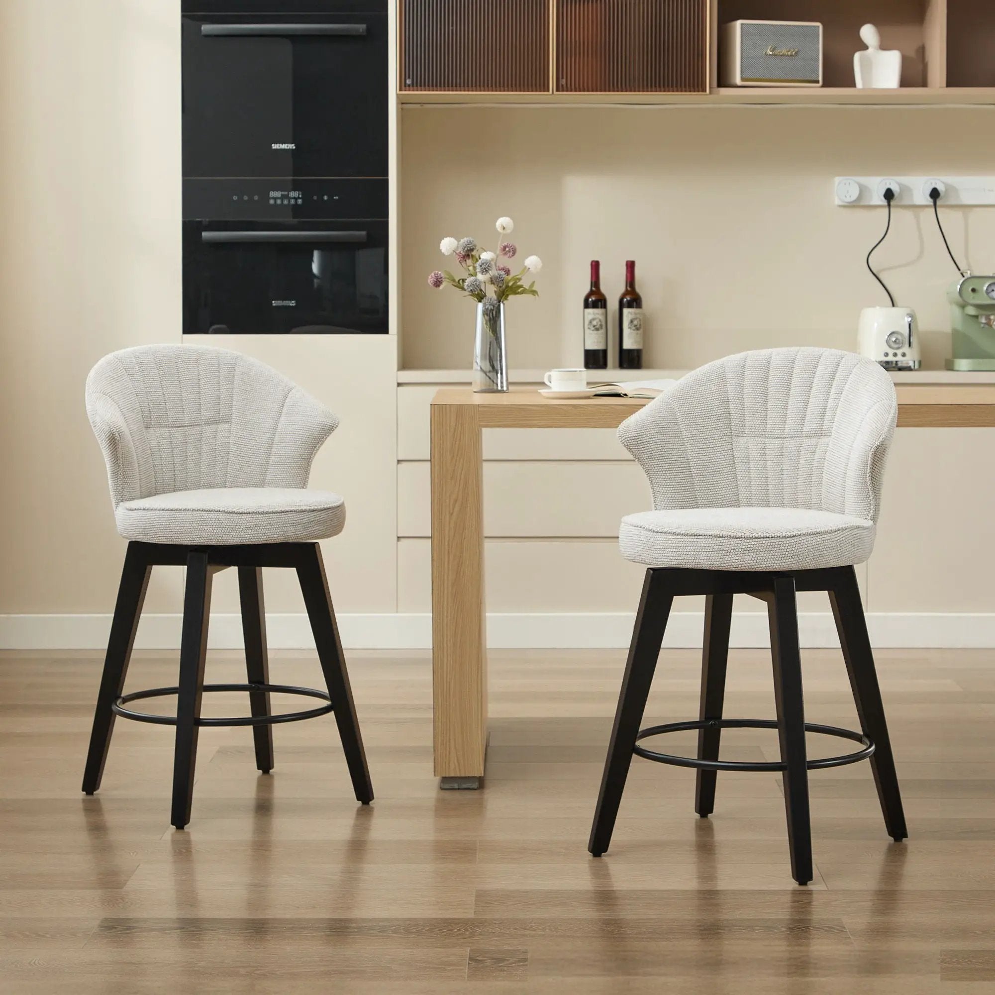 Wing Back Swivel Bar Stools (Set of 2) by Unique Piece Furniture