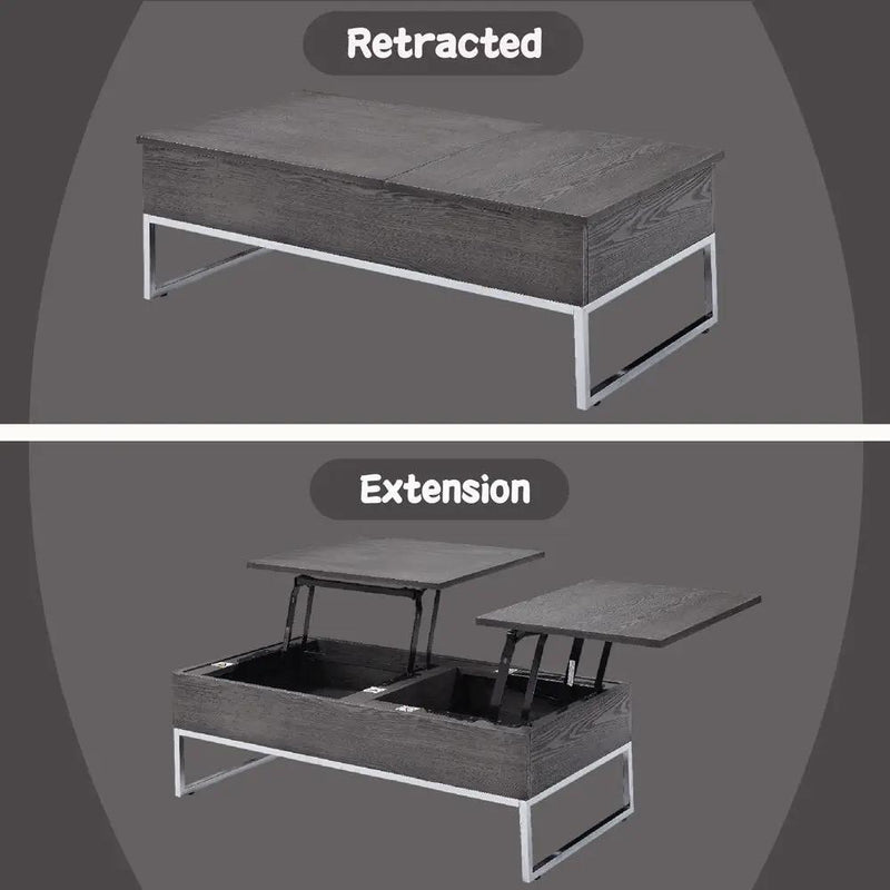 Iban - Coffee Table With Lift Top - Gray Oak & Chrome by Unique Piece Furniture