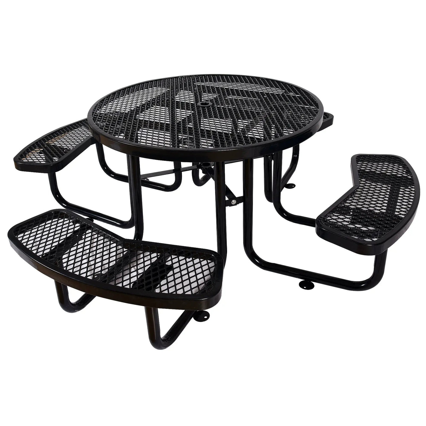Round Outdoor Steel Picnic Table With Umbrella Pole by Unique Piece Furniture