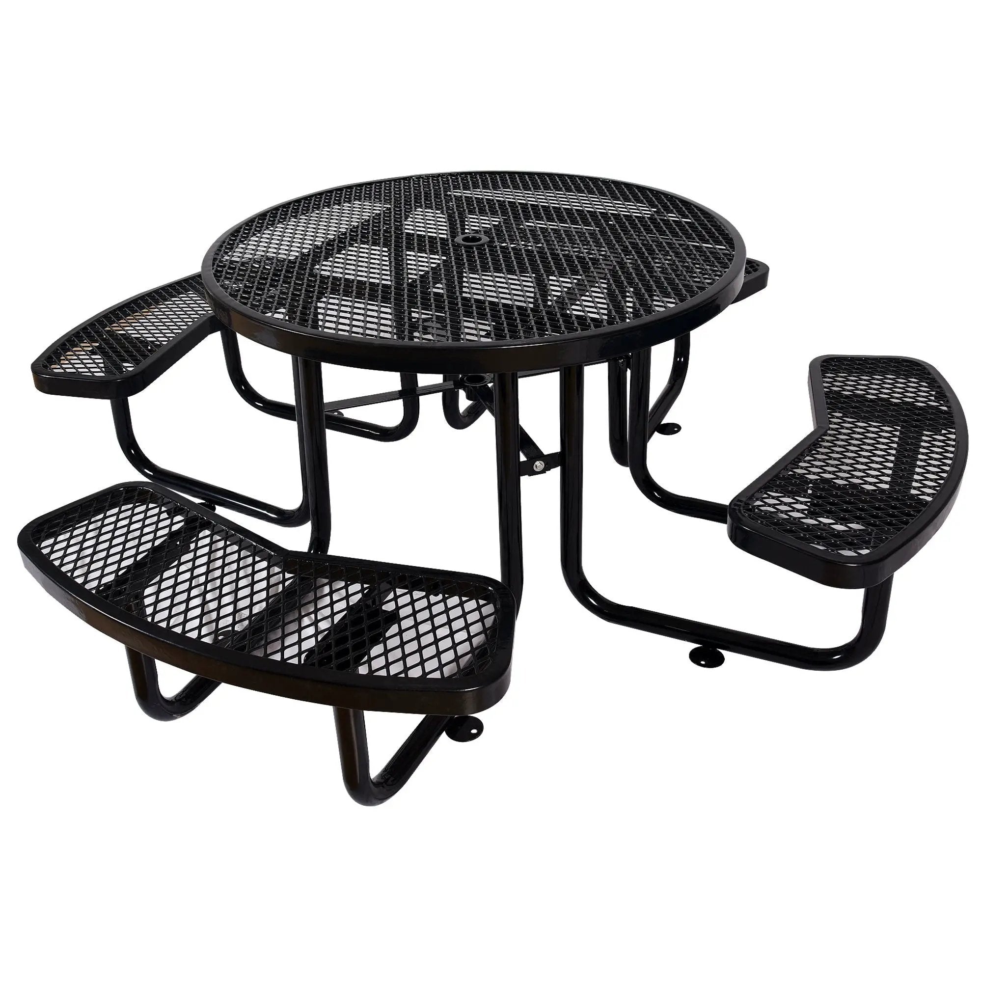 Round Outdoor Steel Picnic Table With Umbrella Pole by Unique Piece Furniture