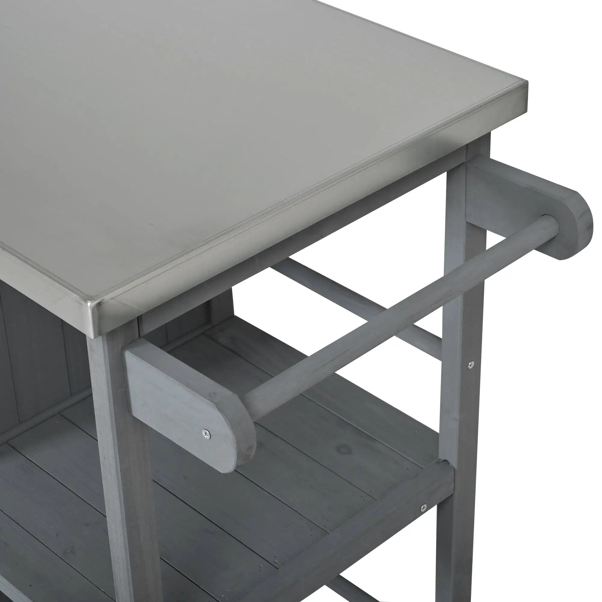 Outdoor Kitchen Island Fir Wood Prep Station with Stainless Steel Top by HouseOfZazla