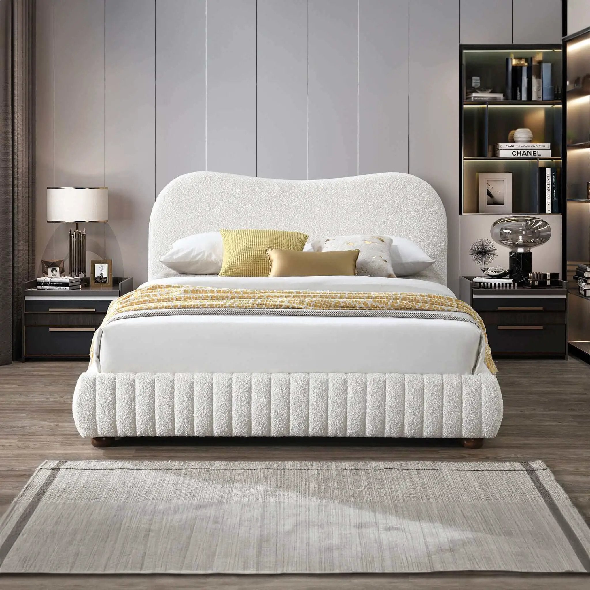 Norme - Queen Size Upholstered Low Profile Platform Bed - Cream by Unique Piece Furniture