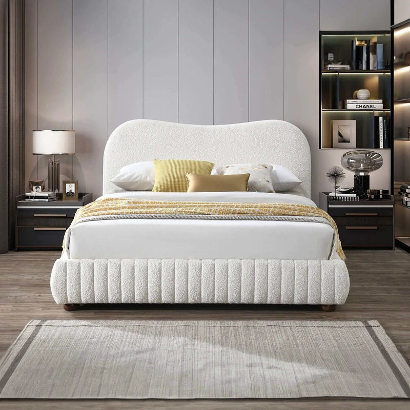Norme - Queen Size Upholstered Low Profile Platform Bed - Cream by Unique Piece Furniture