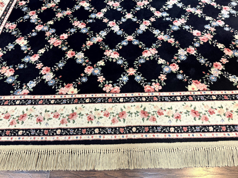 Karastan Rug 8.8 x 12, Garden of Eden #509/1270, Ebony Trellis, Vintage Discontinued Wool Pile Karastan Carpet by Jewel Rugs