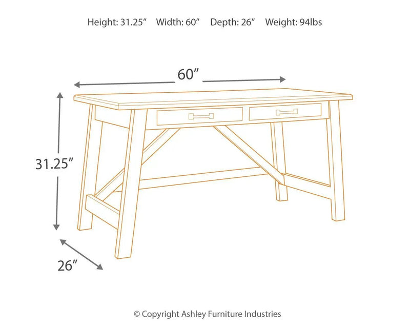 Baldridge - Home Office Large Leg Desk - Rustic Brown by Unique Piece Furniture