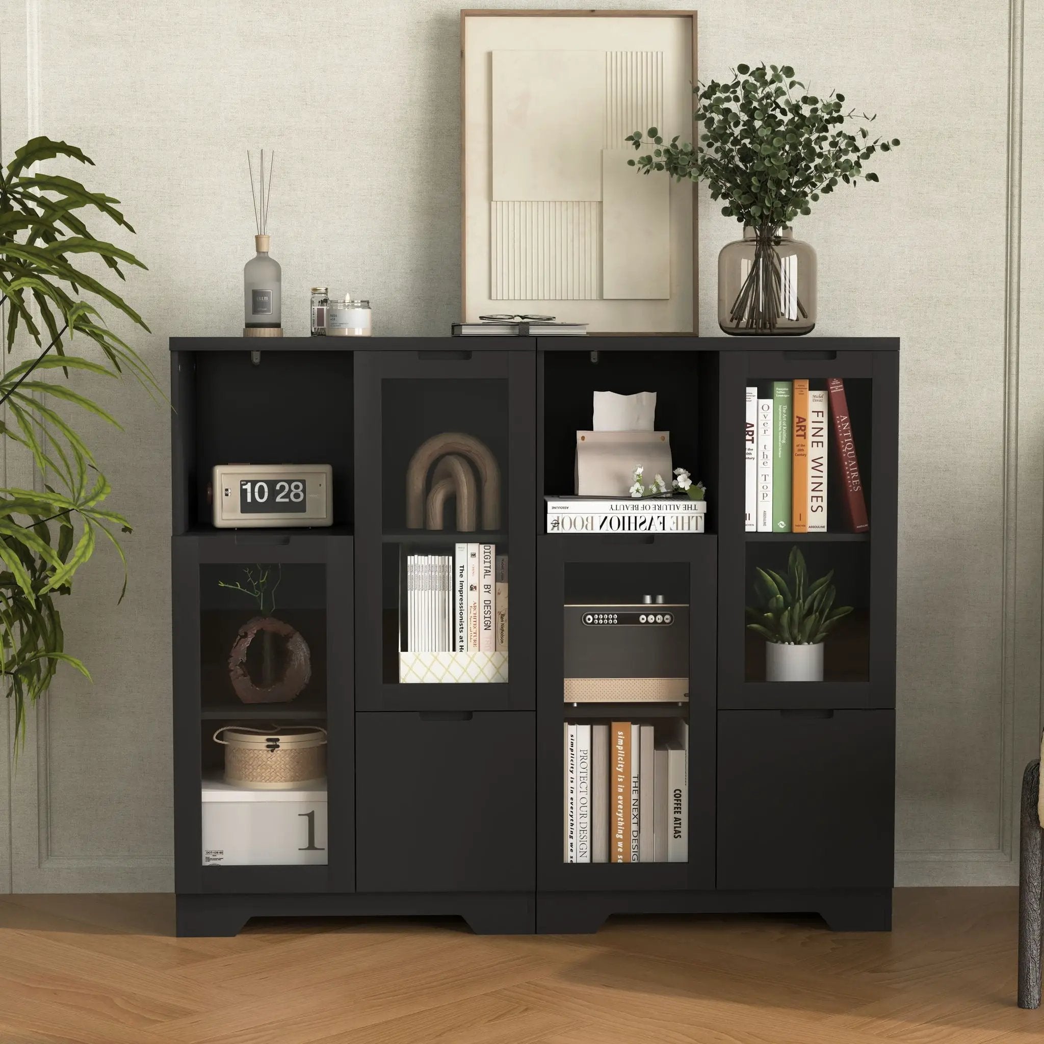 Modern Cabinet With Glass Doors And Drawer by Unique Piece Furniture