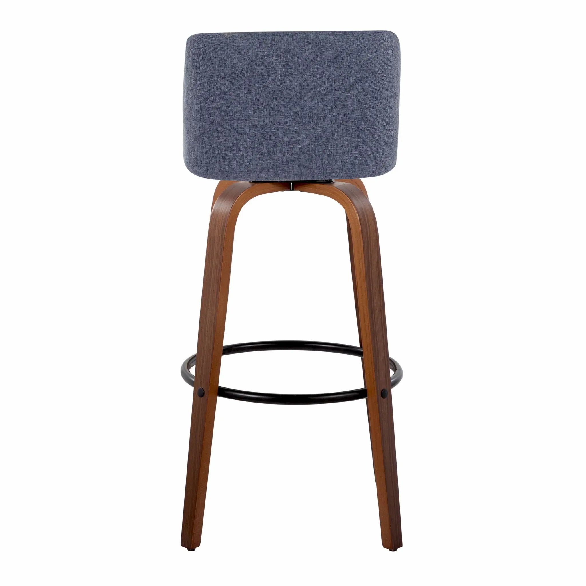 Toriano - Mid Century Modern Fixed Height Barstool Swivel And Round Footrest (Set of 2) by HouseOfZazla