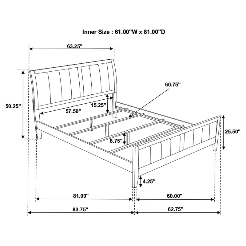 Queen Panel Bed With Upholstered Headboard And Footboard - Brown by HouseOfZazla