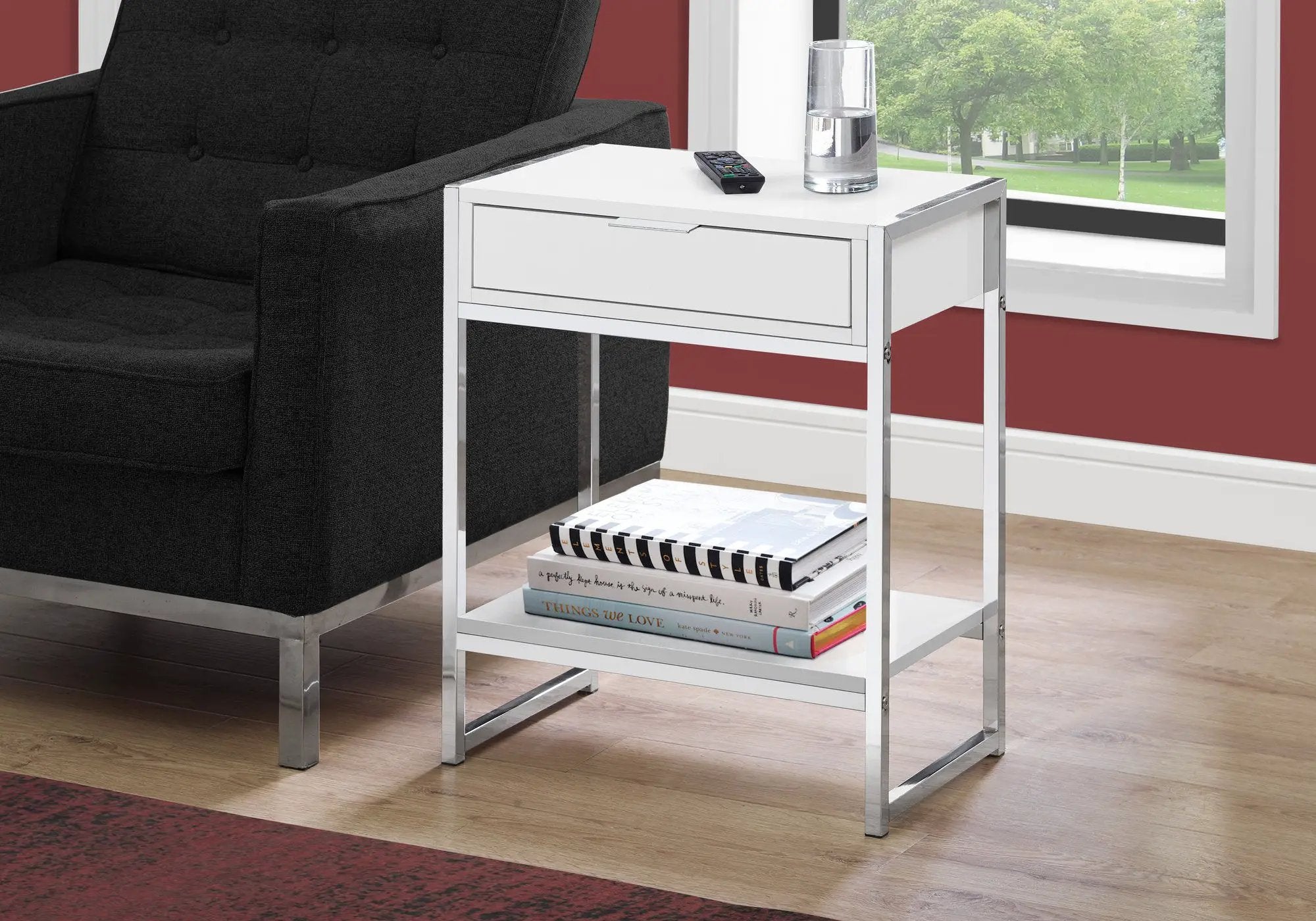 Accent Side Table, Storage Drawer, Spacious Tabletop by Unique Piece Furniture