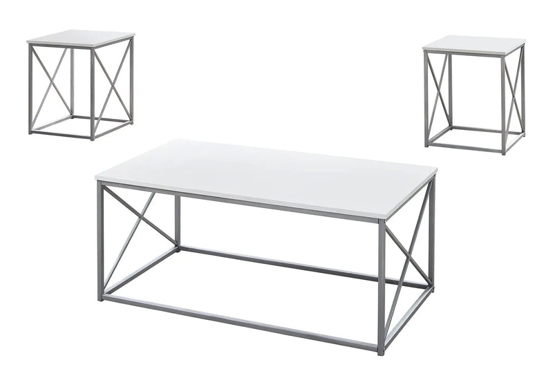 Table Set, Coffee, End, Side, Accent, Living Room, Contemporary, Modern (Set of 3) - White by HouseOfZazla