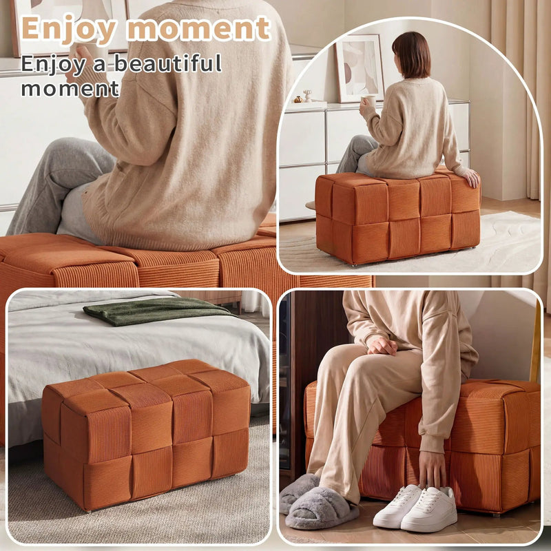 Modern Ottoman Foot Rest With Woven Design by Unique Piece Furniture
