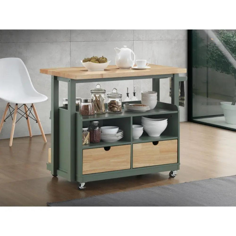 Harper - Kitchen Cart - Natural & Green by Unique Piece Furniture