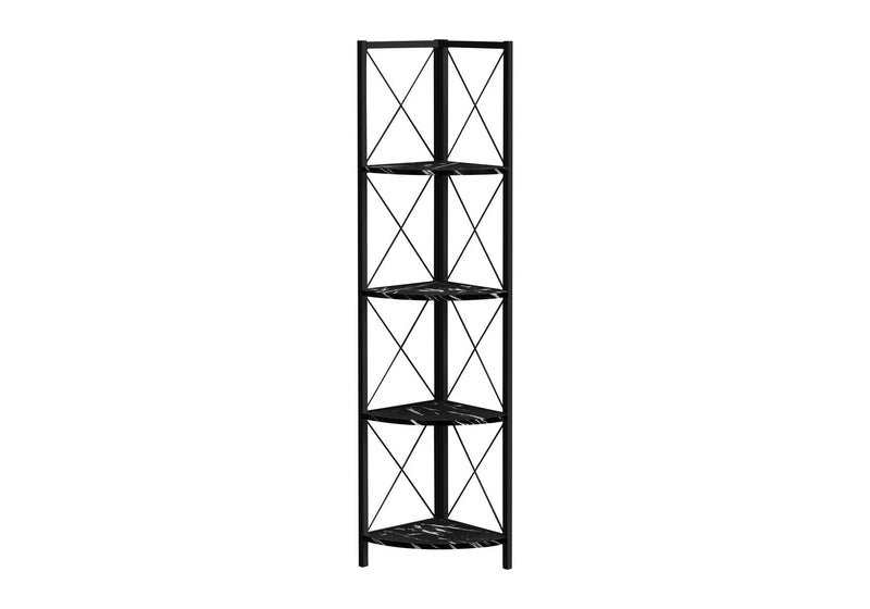 4-Tier Corner Bookshelf with Marble Look and Metal Frame by HouseOfZazla