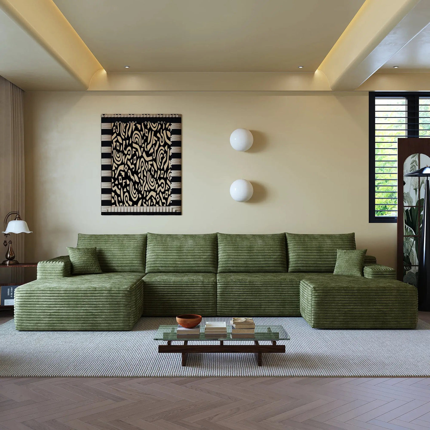 135" Cloud Sectional Sofa with 1 Ottoman by HouseOfZazla