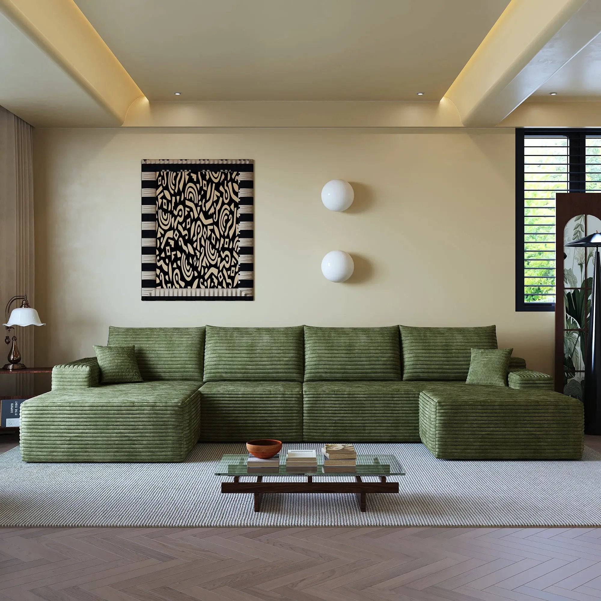 135" Cloud Sectional Sofa with 1 Ottoman by HouseOfZazla