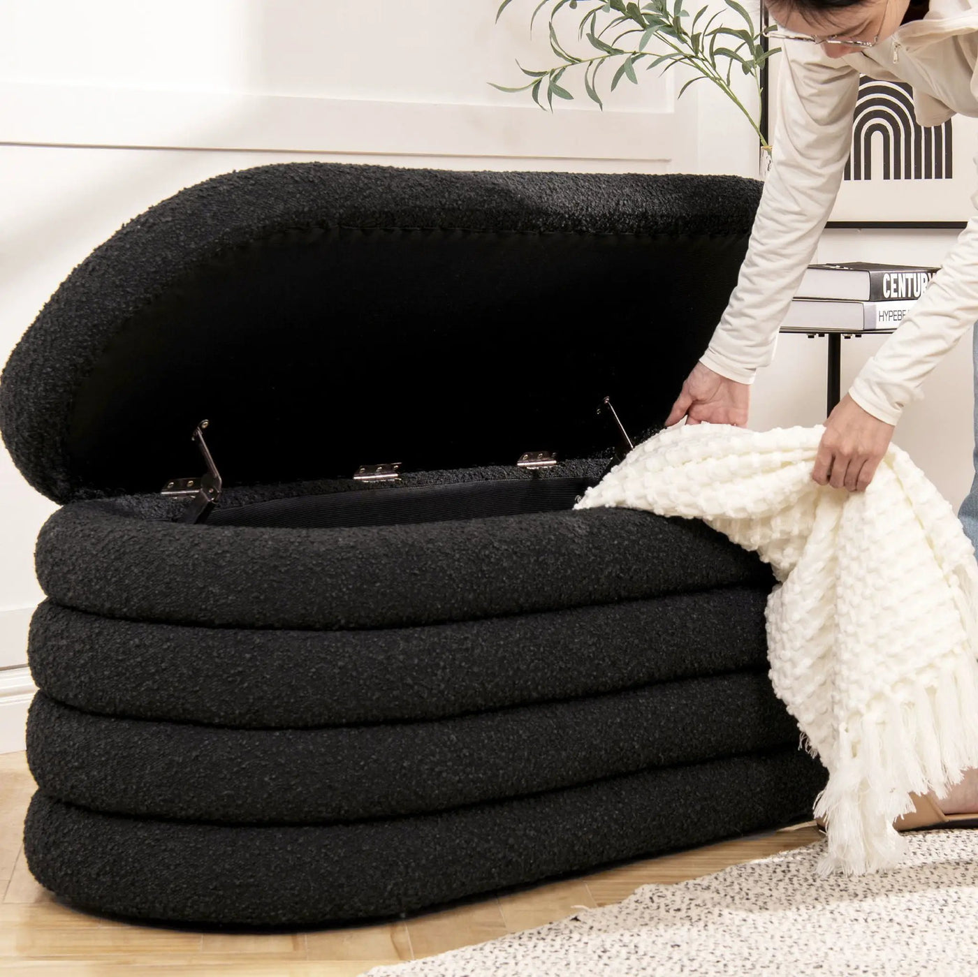 Fuji - Upholstered Oval Storage Bench by Unique Piece Furniture