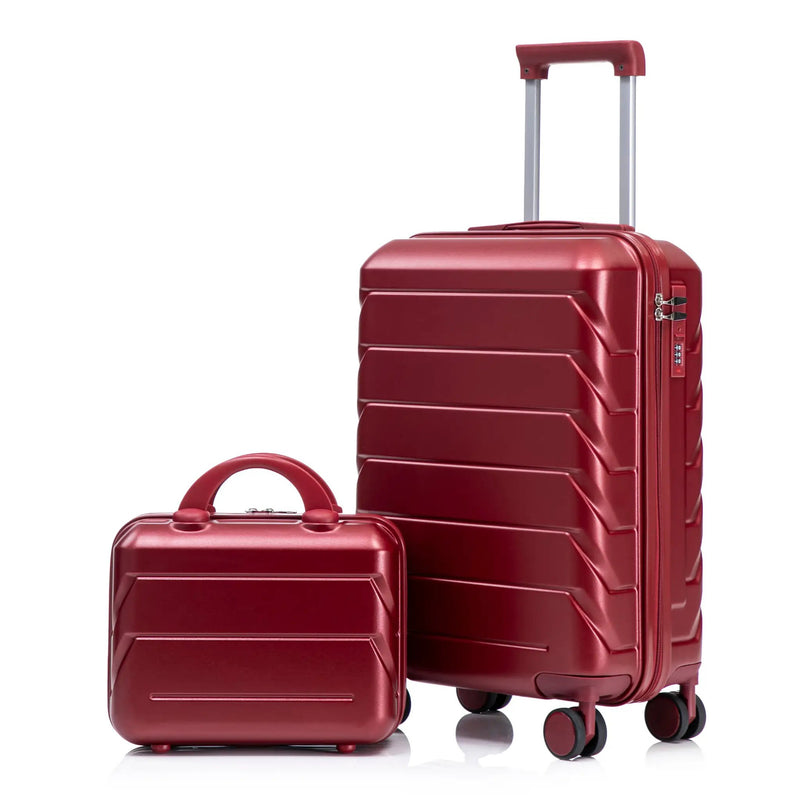 14"/20" 2-Piece ABS Spinner Wheel Luggage Set with Cosmetic Case by HouseOfZazla