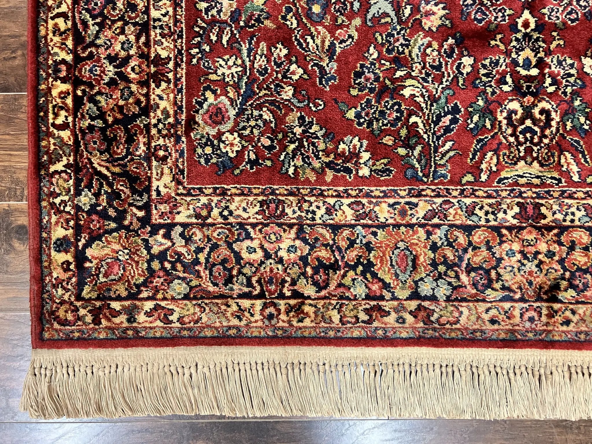 Karastan Rug 5.9 x 9 Red Sarouk #785, Wool Original 700 Series, Vintage by Jewel Rugs