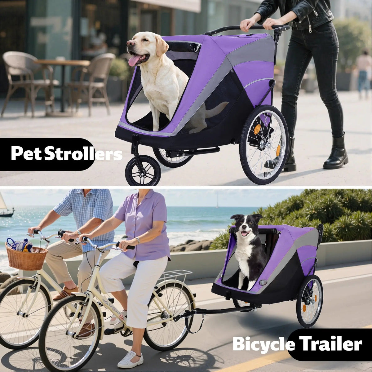 2-in-1 Bike Trailer & Push Cart for Pets by HouseOfZazla