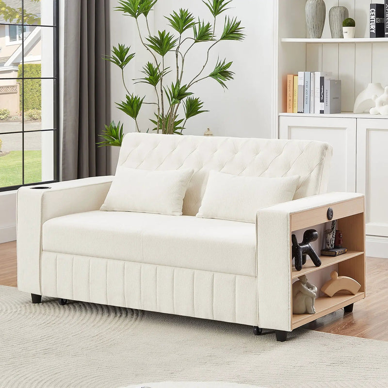 Pull-Out Sofa Bed Convertible Couch With Adjustable Backrest For Living Room by HouseOfZazla