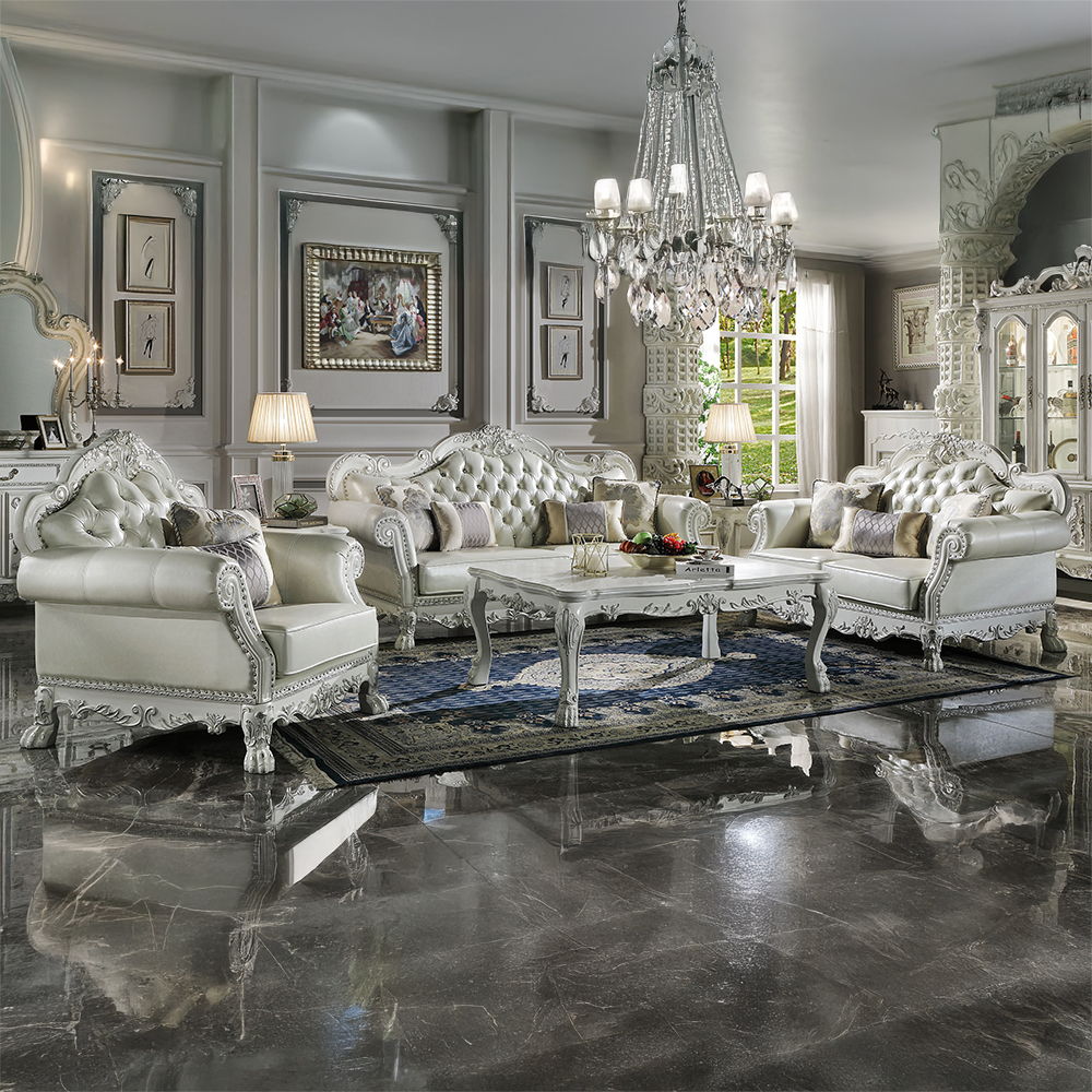 Dresden - Chair With 2 Pillows - Synthetic Leather & Bone White by Unique Piece Furniture