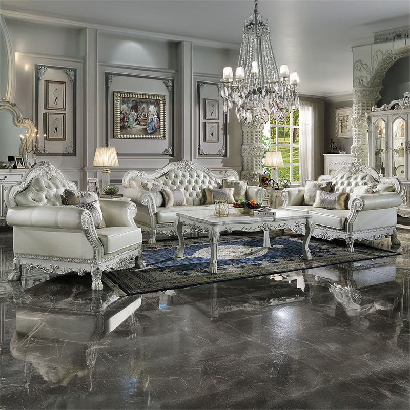 Dresden - Chair With 2 Pillows - Synthetic Leather & Bone White by Unique Piece Furniture