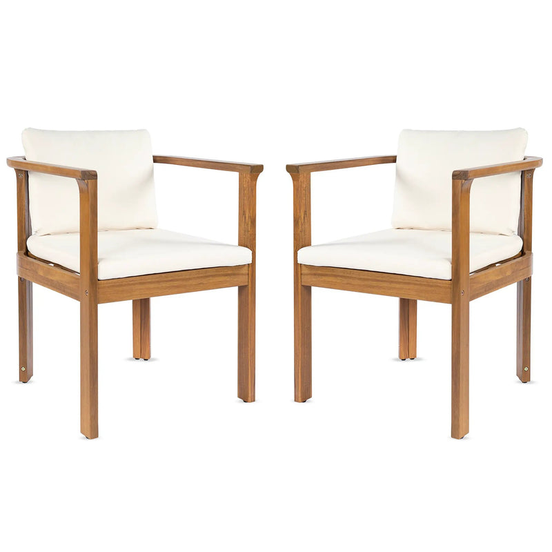 Outdoor Dining Chair Set of 2 with Curved Acacia Wood Arms by HouseOfZazla