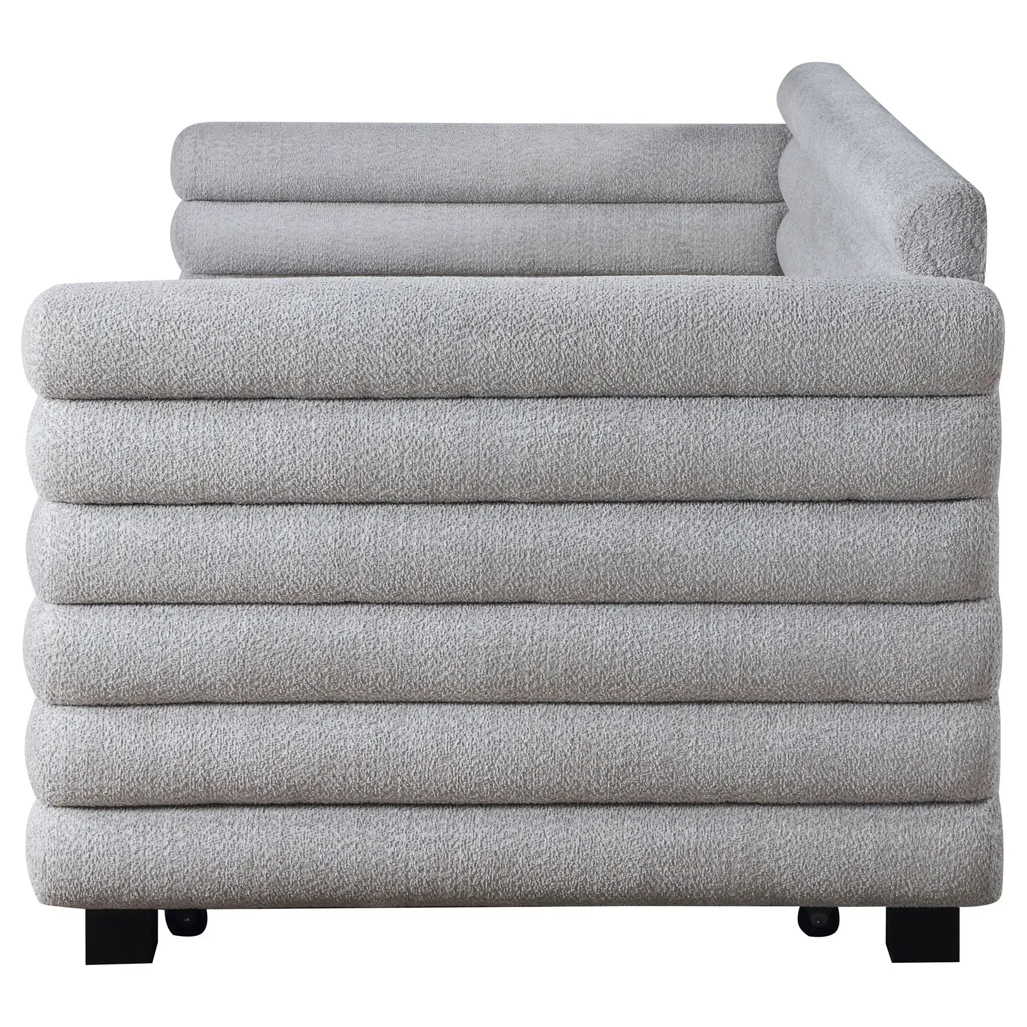 Patricia Boucle Upholstered Twin Day Bed with Trundle Grey by Unique Piece Furniture