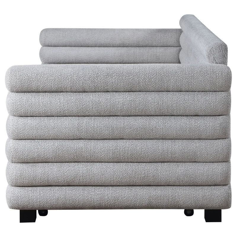 Patricia Boucle Upholstered Twin Day Bed with Trundle Grey by Unique Piece Furniture