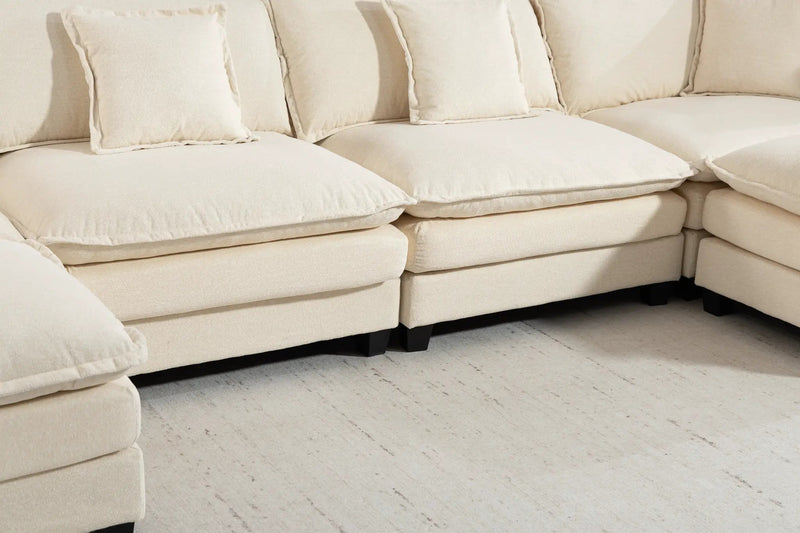 Modern 4-Seater Sectional Sofa with 2 Ottomans by HouseOfZazla
