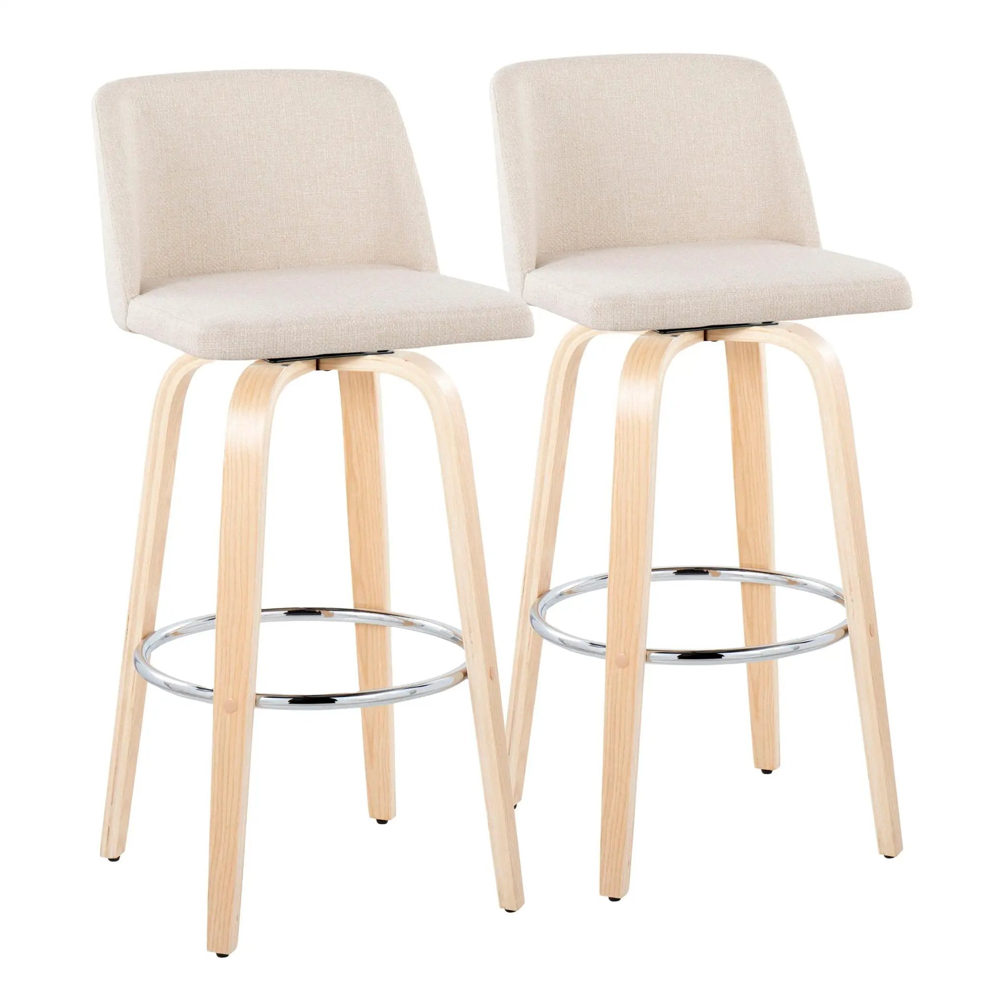 Toriano - Contemporary Fixed Height Barstool & Swivel With Round Footrest (Set of 2) by HouseOfZazla