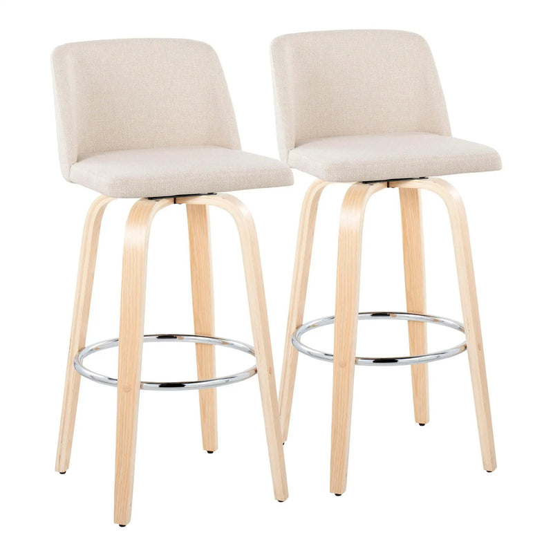Toriano - Contemporary Fixed Height Barstool & Swivel With Round Footrest (Set of 2) by HouseOfZazla