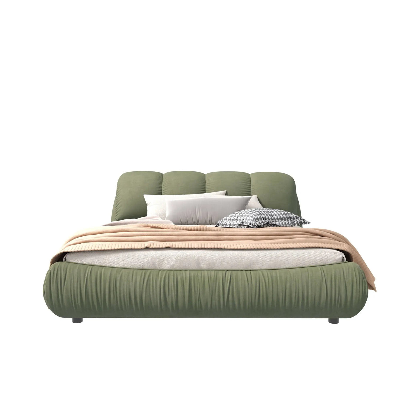 Luxury Upholstered Platform Bed With Oversized Padded Backrest And Solid Wood Frame by HouseOfZazla
