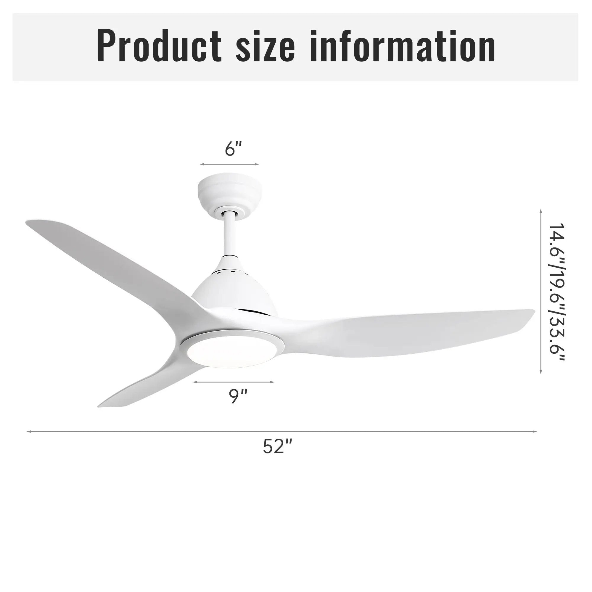 Modern Ceiling Fan With 22W Led Light, 3 ABS Fan Blades Dc Motor Ceiling Fan For Bedroom Living Room by Unique Piece Furniture