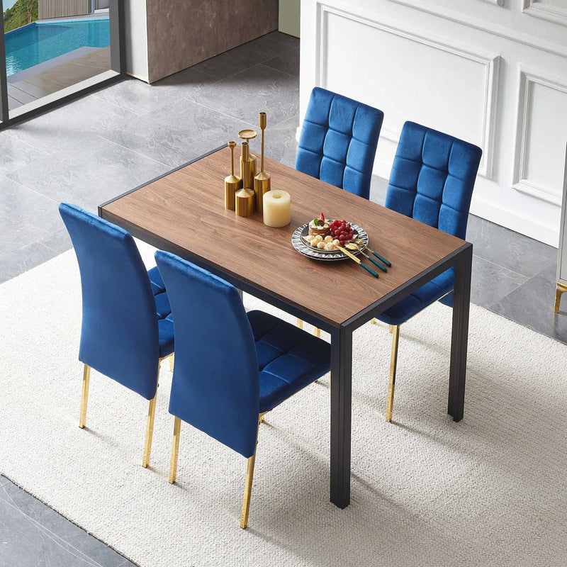 5 Pieces Dining Set Including High Back Color Legs Nordic Dining Chair & Creative Design Dining Table by HouseOfZazla