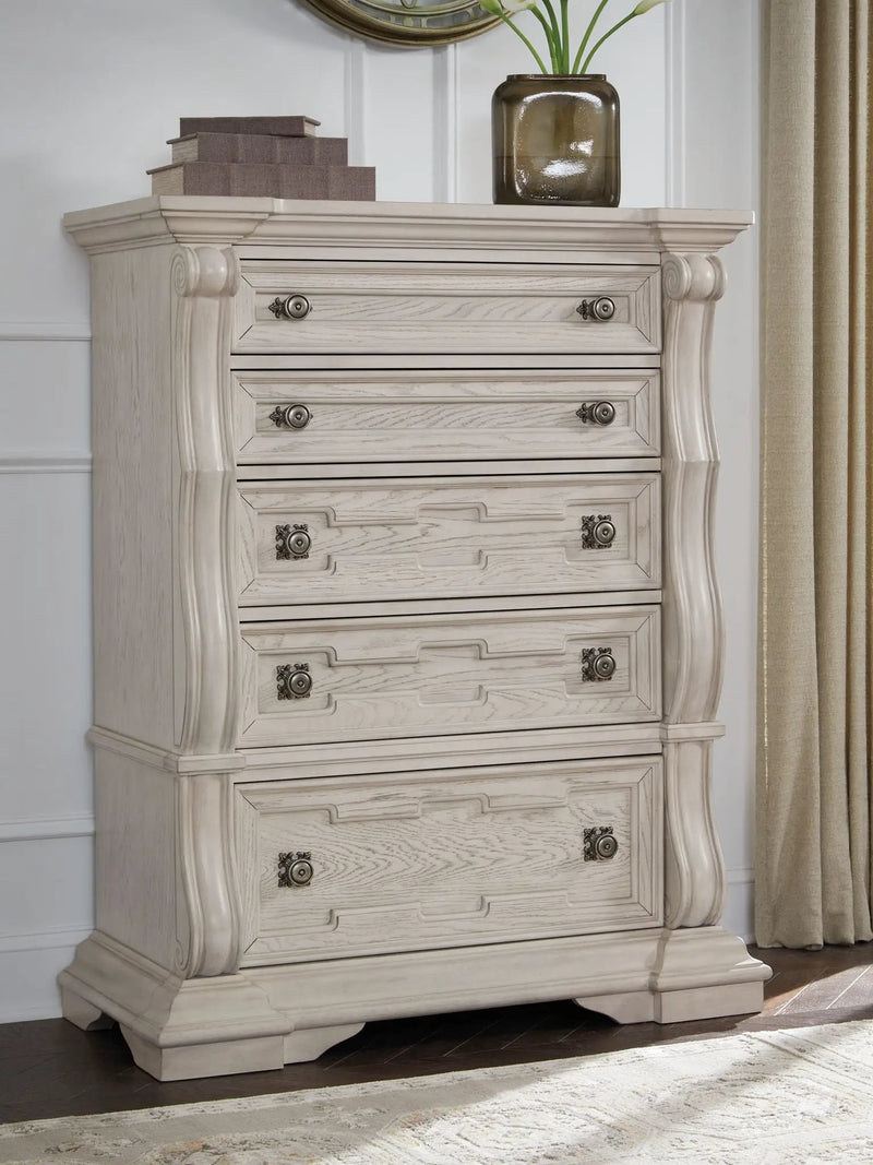 Bruchandi - Five Drawer Chest - Antique White by Unique Piece Furniture