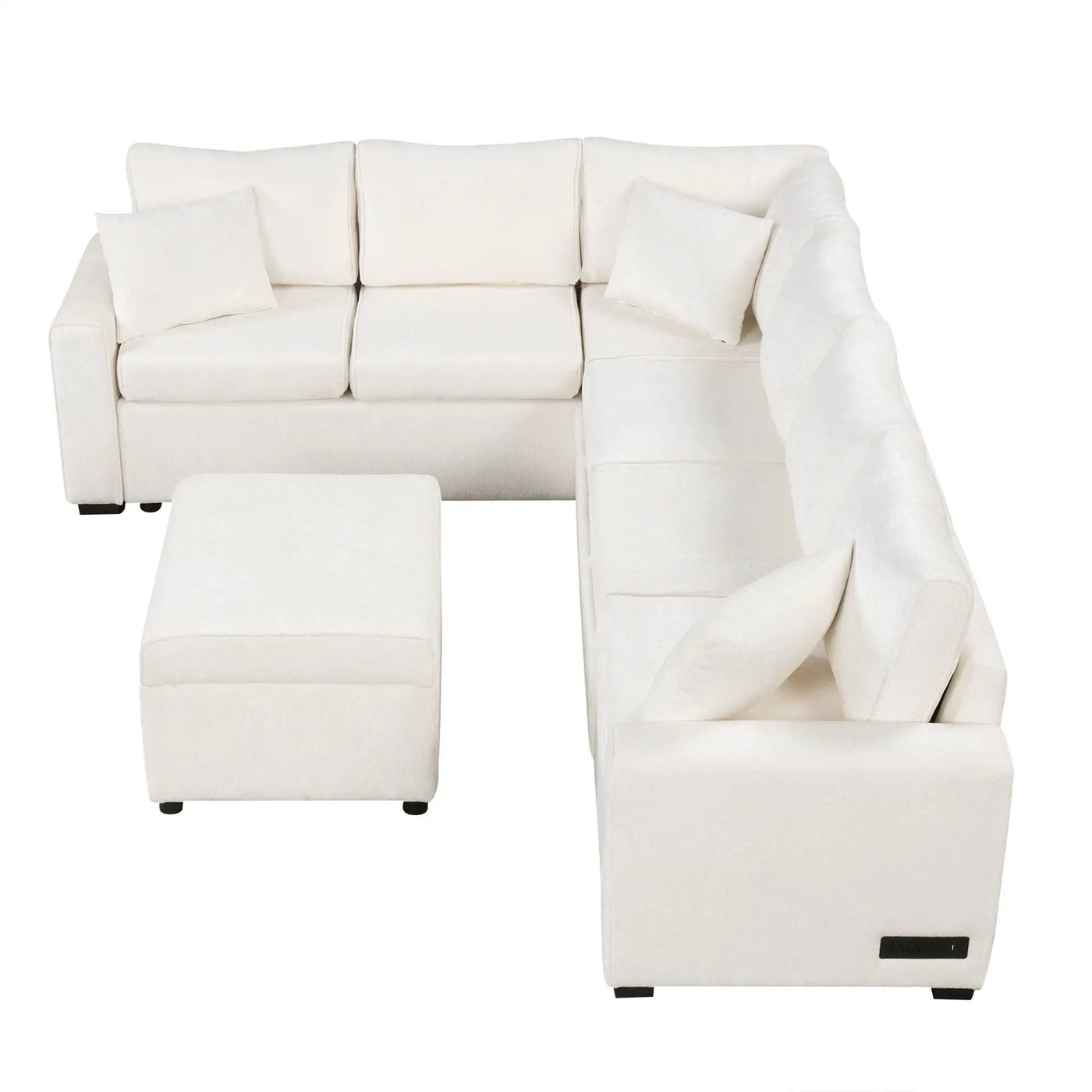 Sectional Sofa Pull-Out Sofa Bed Sleeper With A Storage Ottoman, Three Pillows And Charging Devices For Living Room by HouseOfZazla
